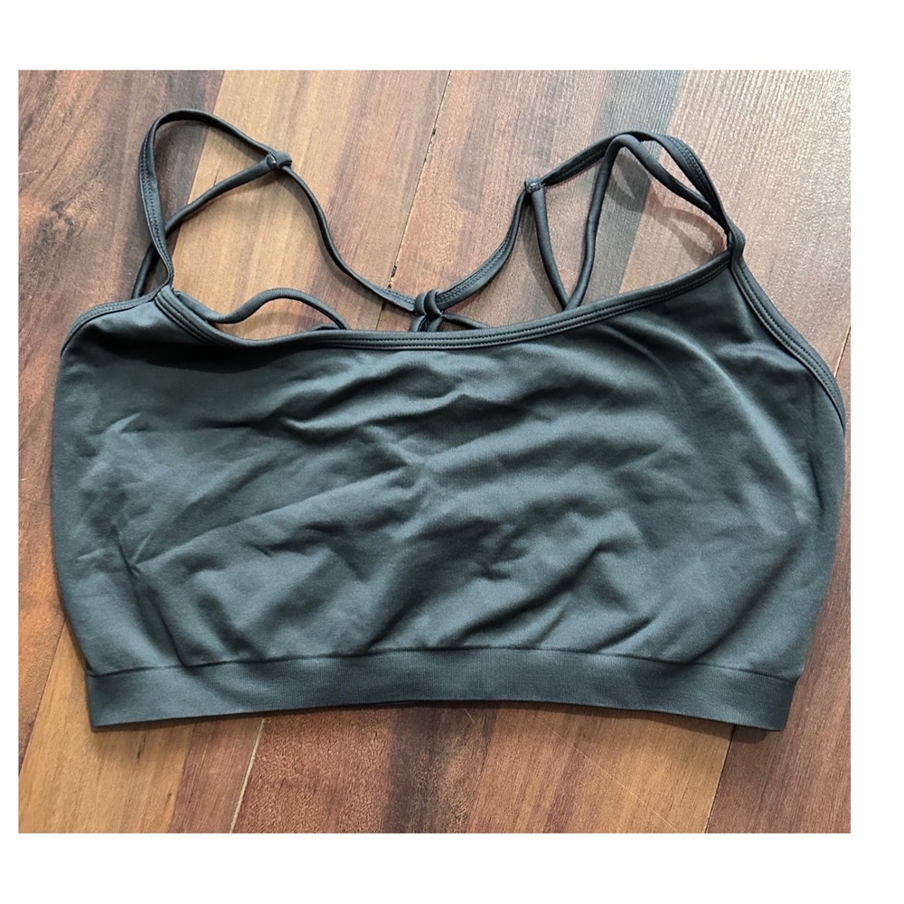 Fabletics Strappy‎ Back Sports Bra Black no padding Large